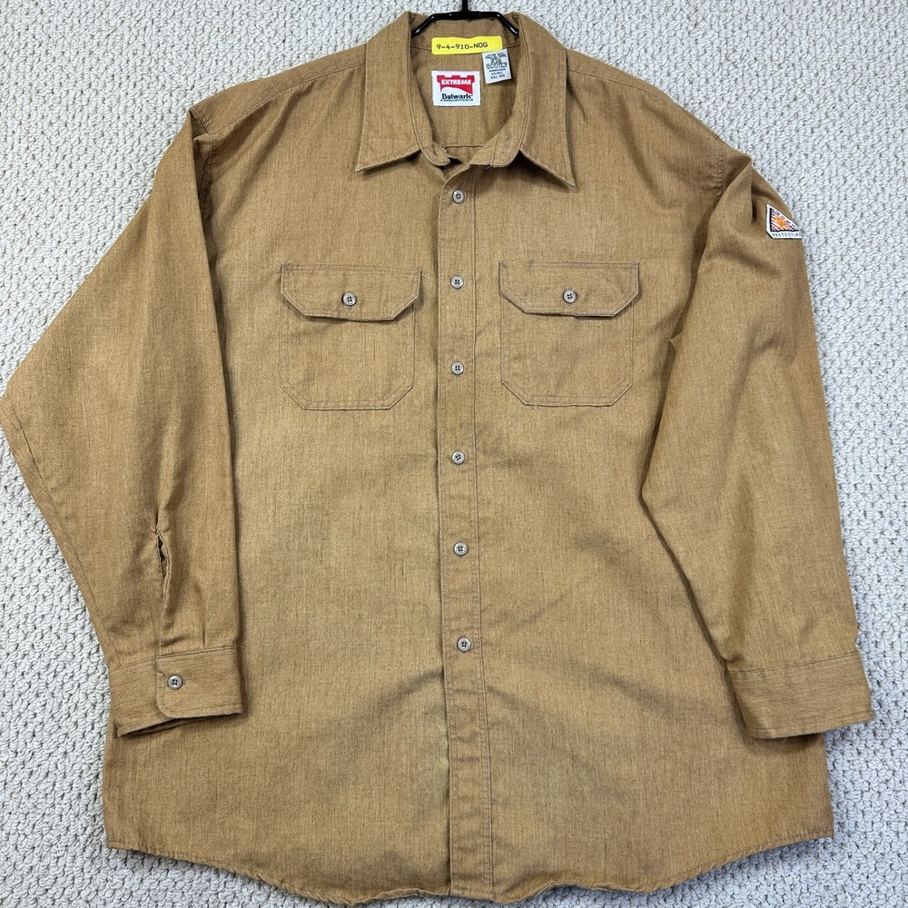 Bulwark Extreme FR Shirt Mens 2XL Reg Brown Flame Resistant Workwear Logo